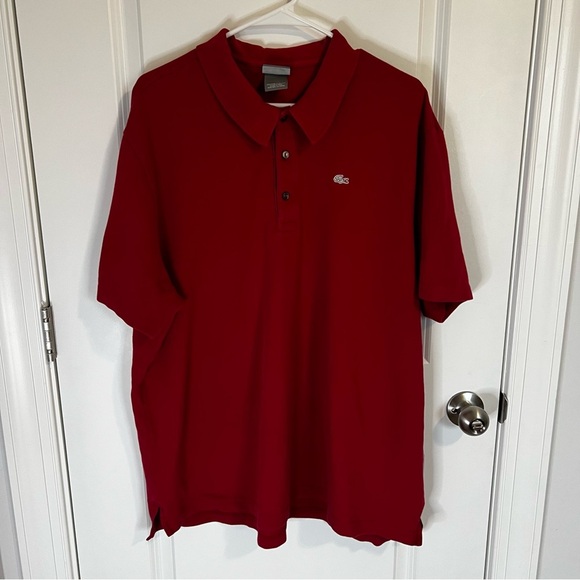 Lacoste Red Polo Men's Shirt Size 9 4XL White Crocodile Logo - Picture 1 of 5